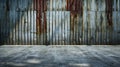Generative AI Grungy room with metal siding wall business concept.