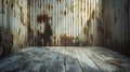 Generative AI Grungy room with metal siding wall business concept.