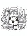 Generative AI Hand Drawn Sports Doodle-