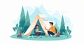 Happy_family_camping_in_the_forest_taking_selfie_1690502633120_5 Royalty Free Stock Photo