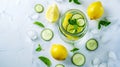 Generative AI Health care fitness healthy nutrition diet concept Fresh cool lemon cucumber mint infused water cock Royalty Free Stock Photo