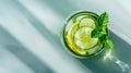 Generative AI Health care fitness healthy nutrition diet concept Fresh cool lemon cucumber mint infused water cock Royalty Free Stock Photo