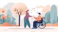 Generative AI Help Old Disabled People- Royalty Free Stock Photo