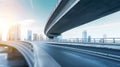 Generative AI Highway overpass motion blur with city background business concept. Royalty Free Stock Photo