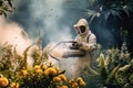 Generative AI home insect removal specialist in action, treating apartmant to eliminate insects