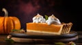 Generative AI, Homemade american traditional pumpkin pie slice Royalty Free Stock Photo