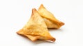 Generative AI Homemade asian pastry samosa isolated on white background top view flat lay close up business concep