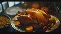 Generative AI Homemade Roasted Thanksgiving Day Turkey with all the Sides business concept.