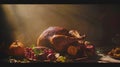 Generative AI Homemade Roasted Thanksgiving Day Turkey with all the Sides business concept.