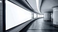 Generative AI Horizontal blank advertising banners posters mockup in underground tunnel walkway outofhome OOH medi Royalty Free Stock Photo