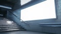 Generative AI Horizontal mock up of blank advertising billboard poster template next to a flight of stairs outofho Royalty Free Stock Photo
