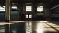 Generative AI Huge empty warehouse by day business concept.