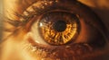 Generative AI Human eye closeup business concept.