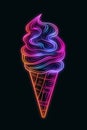 Generative AI Ice Cream Neon Light- Royalty Free Stock Photo