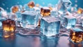 ice cubes burn in fire bright visualization Royalty Free Stock Photo