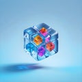 ice cubes burning on fire on a blue background Royalty Free Stock Photo