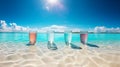 Idyllic Maldives Paradise: Sandy Beach, White Sand, Turquoise Ocean, Sunny Day, Blue Sky, and Island in Perfect Panoramic Royalty Free Stock Photo