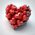 Generative AI illustration of from above of bright red pixeled hearts arranged on gray background Royalty Free Stock Photo