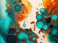 Generative AI illustration of abstract colorful vibrant alcohol ink spill background