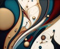 Generative AI illustration of abstract colorful vibrant alcohol ink spill background