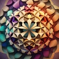 Generative AI illustration. Abstract geometry pattern ancient flower