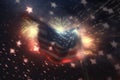 AI generated celebratory fireworks on background of american flag at usa independence day Royalty Free Stock Photo