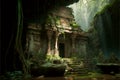 Generative AI illustration of ancient temple ruins in a jungle Royalty Free Stock Photo