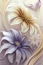 Generative AI illustration of beautiful flowing colorful, wispy calming floral flower background