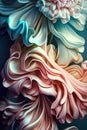 Generative AI illustration of beautiful flowing colorful, wispy calming floral flower background