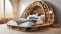 Generative ai illustration of bed made out of bookcases Royalty Free Stock Photo