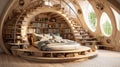 Generative ai illustration of bed made out of bookcases Royalty Free Stock Photo