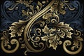 Generative AI illustration of blue and gold floral design decadent looking background