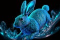 Generative AI illustration of blue horoscope water rabbit wit intricated ornaments concept for Happy Chinese new year 2023 the