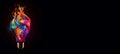 Generative AI illustration of Brainstorming, bright idea and creative thinking represented by a coloful glowing bulb lamp