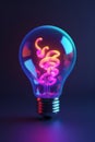 Generative AI illustration of Brainstorming, bright idea and creative thinking represented by a coloful glowing bulb lamp