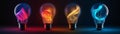 Generative AI illustration of Brainstorming, bright idea and creative thinking represented by a coloful glowing bulb lamp