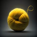 Generative AI illustration of bright yellow woolen yarn ball placed on black background Royalty Free Stock Photo