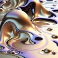 Generative AI Illustration of calming flowing liquid metal abstract background