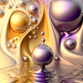 Generative AI Illustration of calming flowing liquid metal abstract background