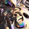 Generative AI Illustration of calming flowing liquid metal abstract background