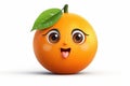 Generative AI illustration of a cartoon orange for a design element. isolated on a white background.