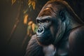 Generative AI. Illustration. Closeup portrait of a male gorilla