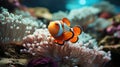 Generative ai illustration of Clownfish Amphiprioninae in aquarium tank Royalty Free Stock Photo