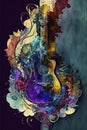 Generative AI illustration of colorful abstract musical passion poster depicting the passion and love of music Royalty Free Stock Photo