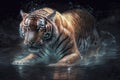 Generative AI illustration of colorful vibrant irridescent phantasmal tiger Royalty Free Stock Photo