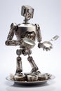 Funny little robot created from kitchen tools. Generative AI Royalty Free Stock Photo