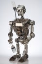 Funny little robot created from kitchen tools. Generative AI Royalty Free Stock Photo