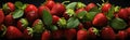 Generative ai illustration of a Creative food summer strawberries fruits banner