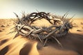 Generative AI illustration of religious Crown of Thorns Jesus Christ Crucifixion at Easter Christianity Royalty Free Stock Photo
