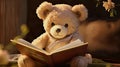 cute teddybear reading a book